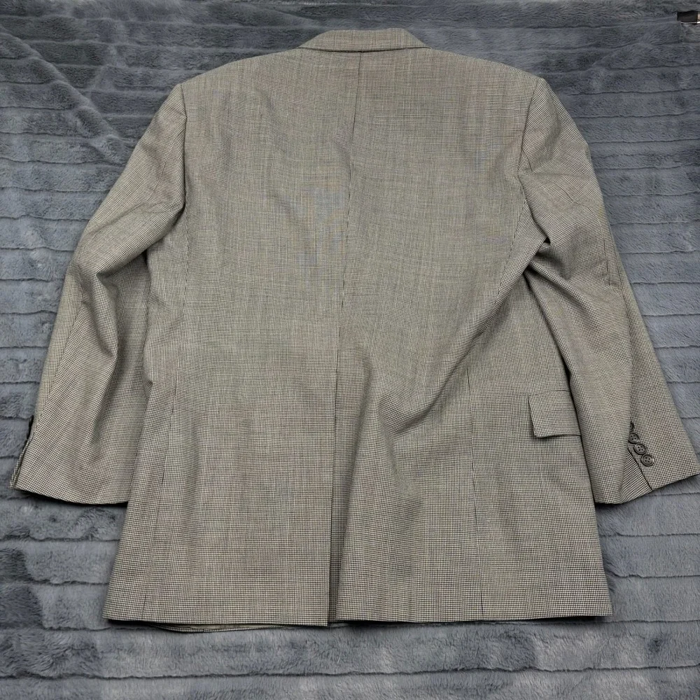 Hart Schaffner Marx Ariel Worsteds Wool Blazer 42R Houndstooth Sport Coat Gray